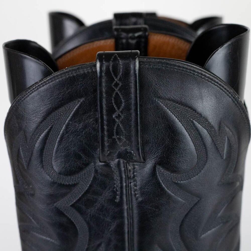 El Dorado Handmade Boot Men's Black Leather Western Cowboy Boots Size 10.5 - Picture 7 of 16